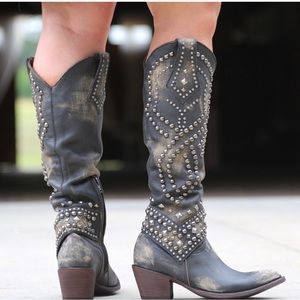 Old Gringo Distressed Black Studded Heeled Boots Boho Vibes.